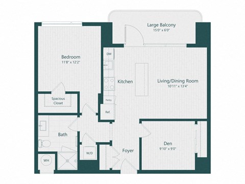 a floor plan of a house with a bedroom and a living room