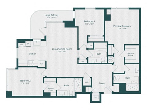 the blueprint of a floor plan of an apartment