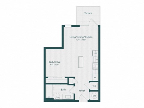 a floor plan of a unit with a bedroom and a loft