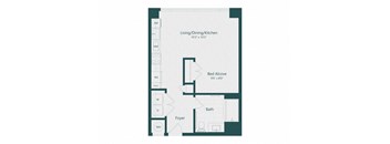 a floor plan of a unit with a bedroom and a bathroom