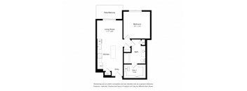 a floor plan of a unit with a bedroom and a living room