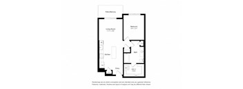 a floor plan of a unit with a bedroom and a living room