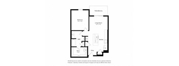 a floor plan of a unit with a bedroom and a living room