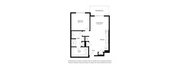 a floor plan of a unit with a bedroom and a living room