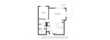 a floor plan of a unit with a bedroom and a living room