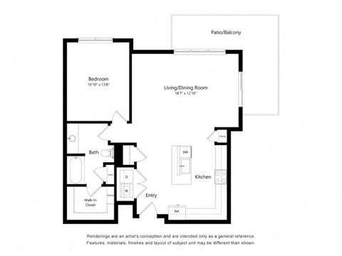 a floor plan of a unit with a bedroom and a living room