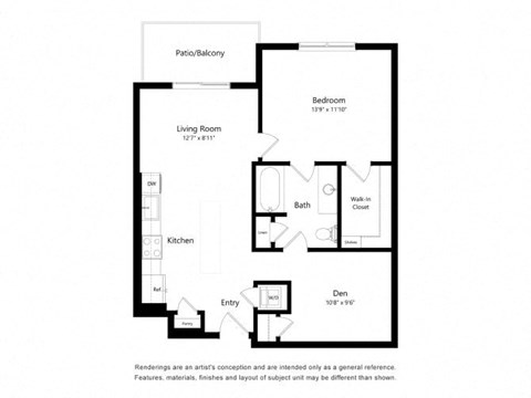 a floor plan of a unit with a bedroom and a living room