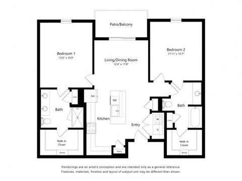a floor plan of a unit with a bedroom and a living room