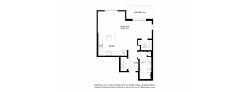a floor plan of a unit with a bedroom and a living room