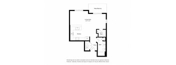 a floor plan of a unit with a bedroom and a living room