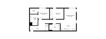 a floor plan of a unit with a bedroom and a living room