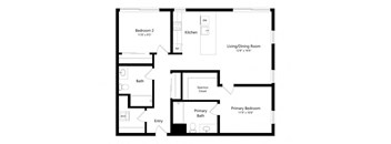 a floor plan of a house with a bedroom and a living room