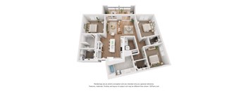 a stylized floor plan of a house with a bedroom and living room