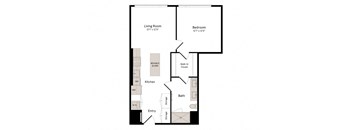 a floor plan of a unit with a bedroom and a living room