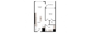 a floor plan of a unit with a bedroom and a living room