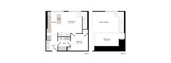 floor plan of the upper and lower floor of a house