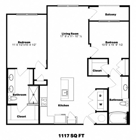 a floor plan of a room with a bathroom and a bedroom