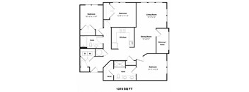 a floor plan of a house with bedrooms and a living room