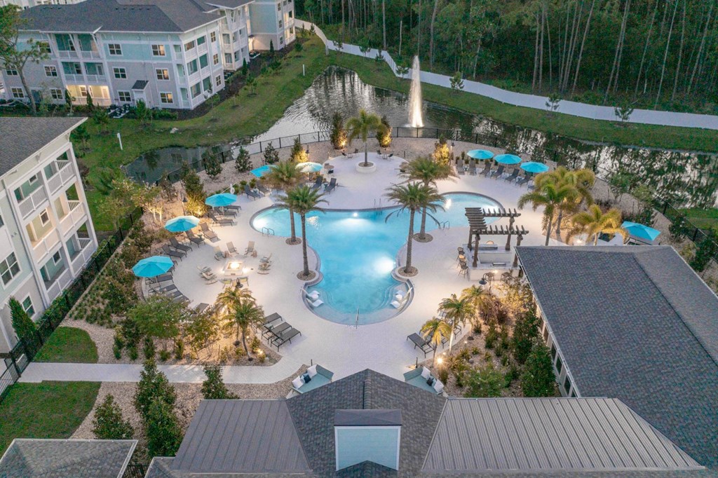 an aerial view of the pool at the grove resort and spa