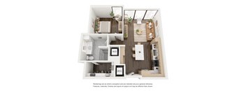 a 2 bedroom floor plan with a bathroom and a living room