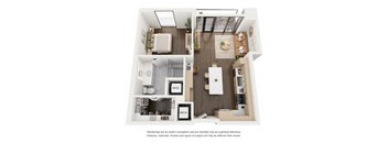 a 1 bedroom floor plan with a bathroom and a balcony
