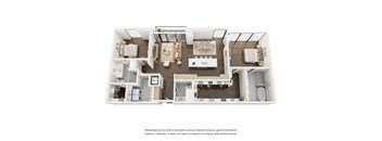 a 3d floor plan of a house with a bedroom and living room