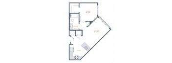 a floor plan of a house with a bedroom and a living room
