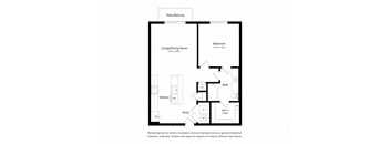 a floor plan of a unit with a bedroom and a living room