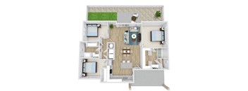 a floor plan of a house with a bedroom and a living room