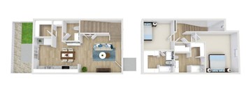 a floor plan with a bedroom and a living room
