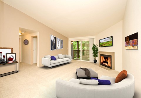 Fireplace Living Area at Vista Ridge, Issaquah, WA