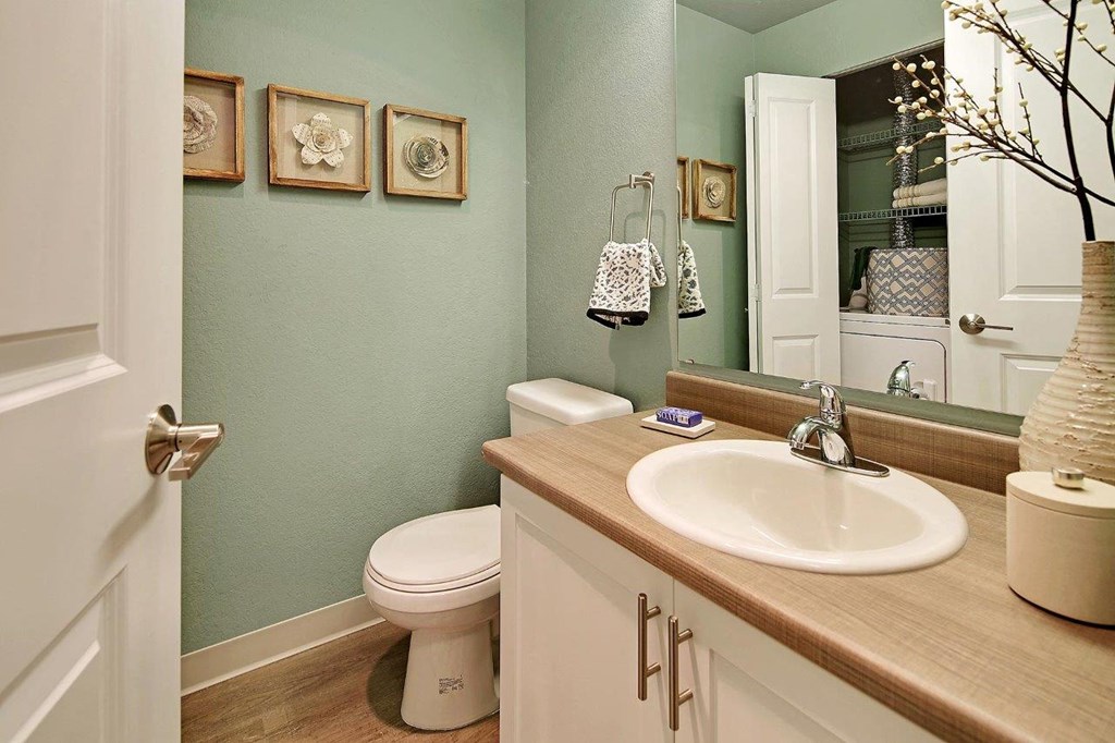 Modern Bathroom at Hidden River Townhomes, Kirkland, Washington
