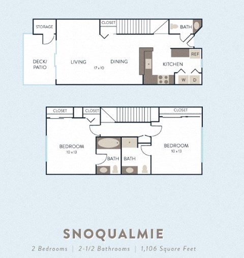Snoqualmie Floor Plan at Hidden River Townhomes, Kirkland, WA