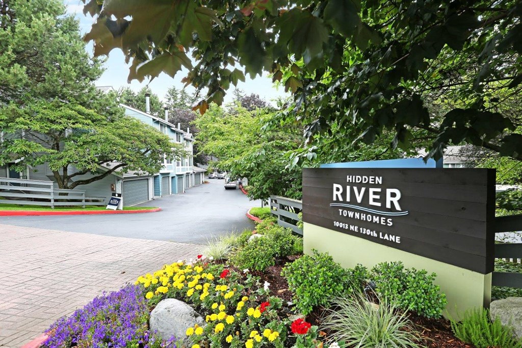 Signage at Hidden River Townhomes, Kirkland
