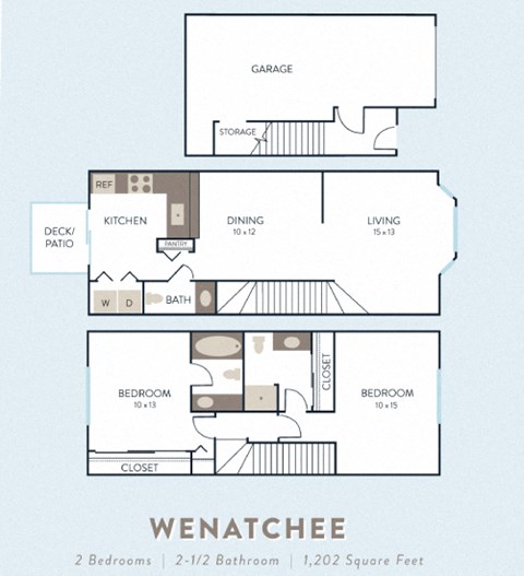 Wenatchee Floor Plan at Hidden River Townhomes, Kirkland, Washington