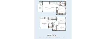 Yakima Floor Plan at Hidden River Townhomes, Kirkland, Washington