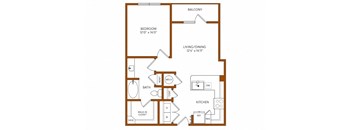 a floor plan of a unit with a bedroom and a living room