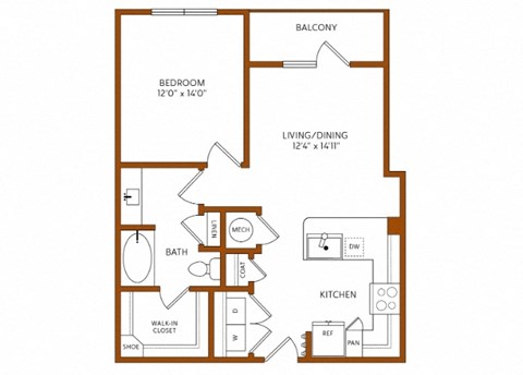 a floor plan of a unit with a bedroom and a living room