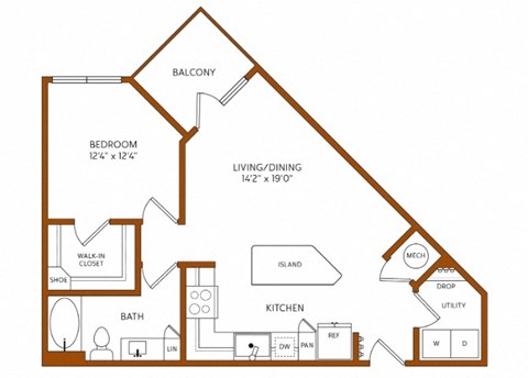a floor plan of a house with a high asymmetrical roof