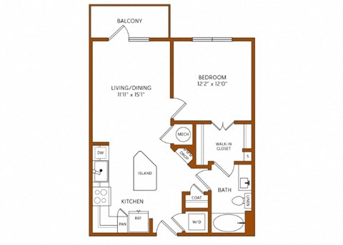 a floor plan of a 1 bedroom floor plan