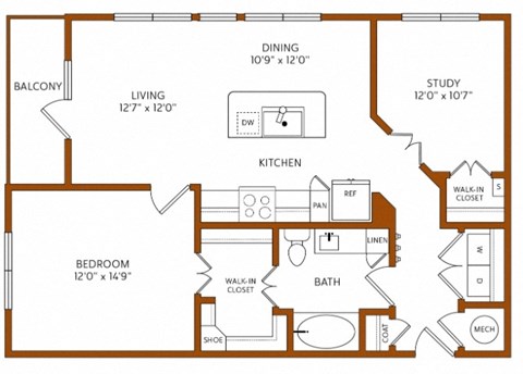 a floor plan of a house with a bedroom and a living room