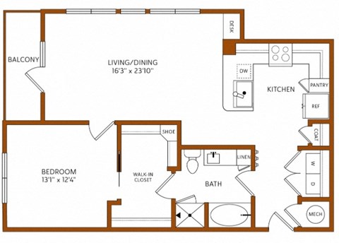 a floor plan of a living room and a kitchen