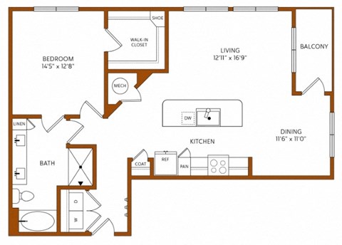 a floor plan of a home with a bedroom and a living room