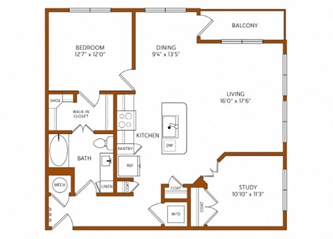 a floor plan of a home with a bedroom and a living room