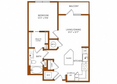 a floor plan of a 1 bedroom floor plan