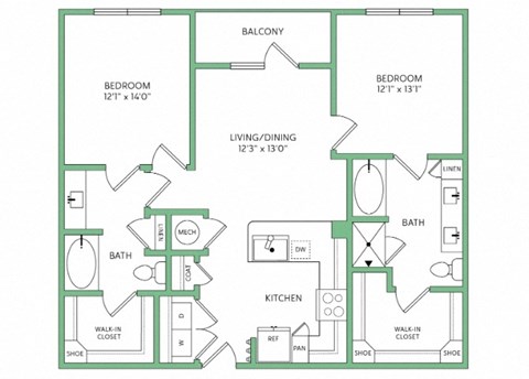 a floor plan of a unit with two floors and a staircase