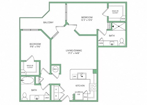 a floor plan of a 1 bedroom floor plan