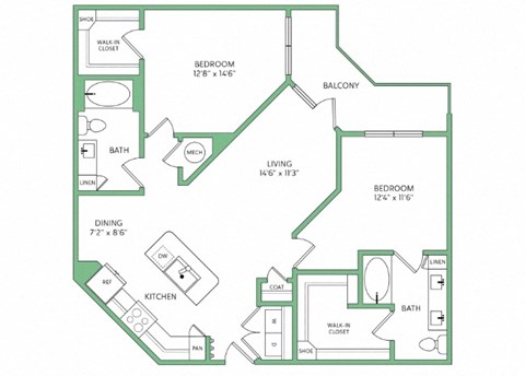 a blueprint of a floor plan of an apartment