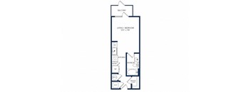 a floor plan of a studio apartment with a bedroom