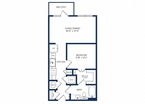 a floor plan of a 1 bedroom floor plan